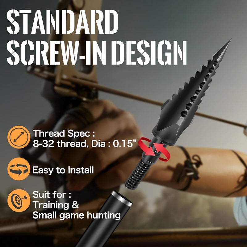 Sunya Broadheads 100/120/125/150 Grain Traditional Archery Arrow Tips for Compound, Recurve Bow & Crossbow, Pack of 12 - Image 5